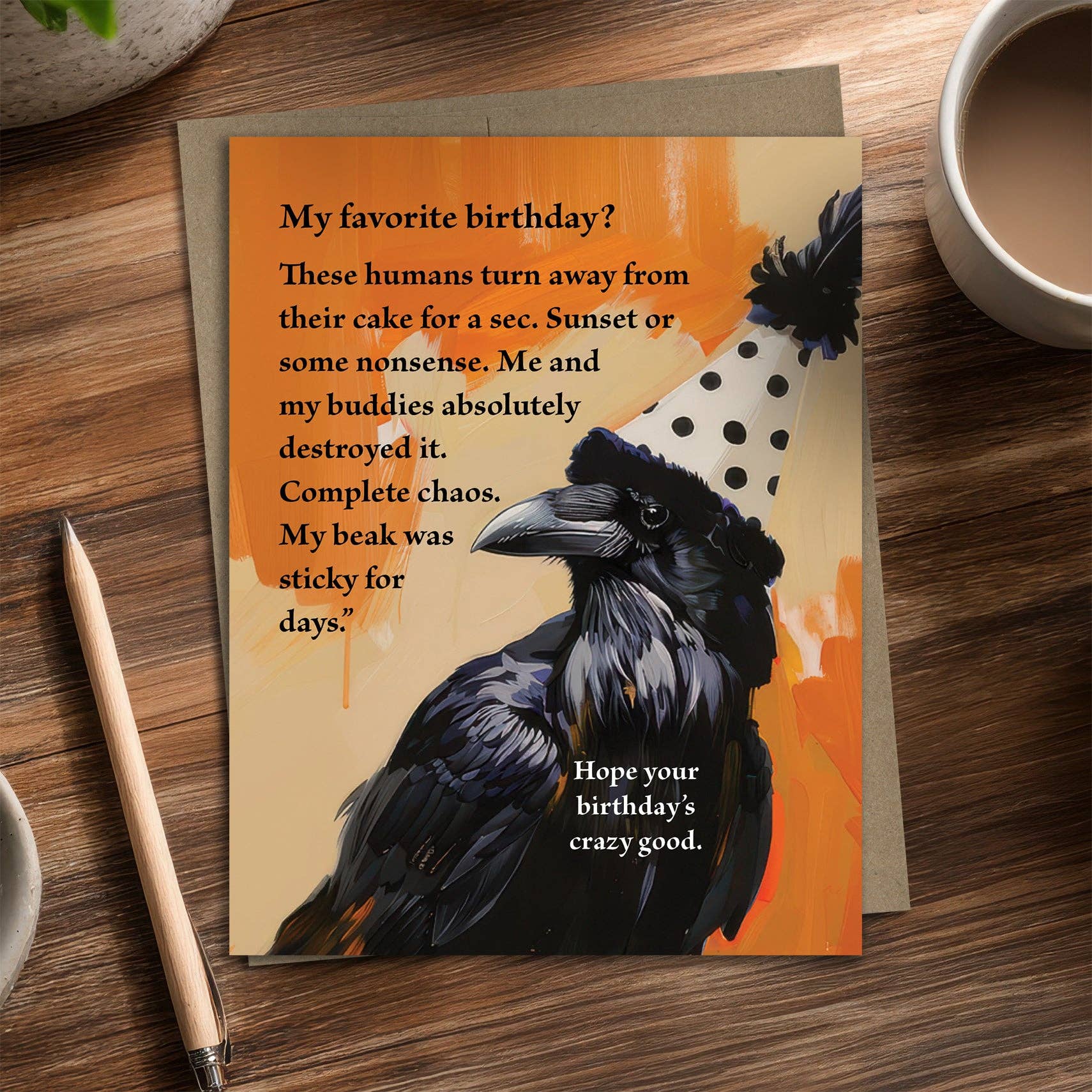 Waterknot Raven Recycled Birthday Card, photo 3 of 3