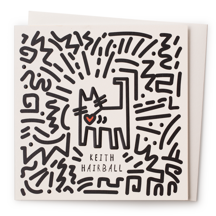 Keith Hairball - Keith Haring Cat Greeting Card