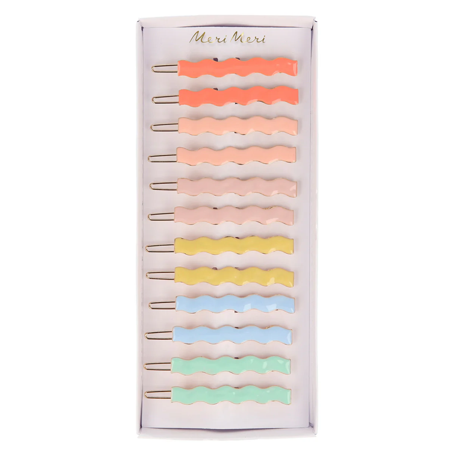 Meri Meri Enamel Wavy Hair Clips - Set of 12