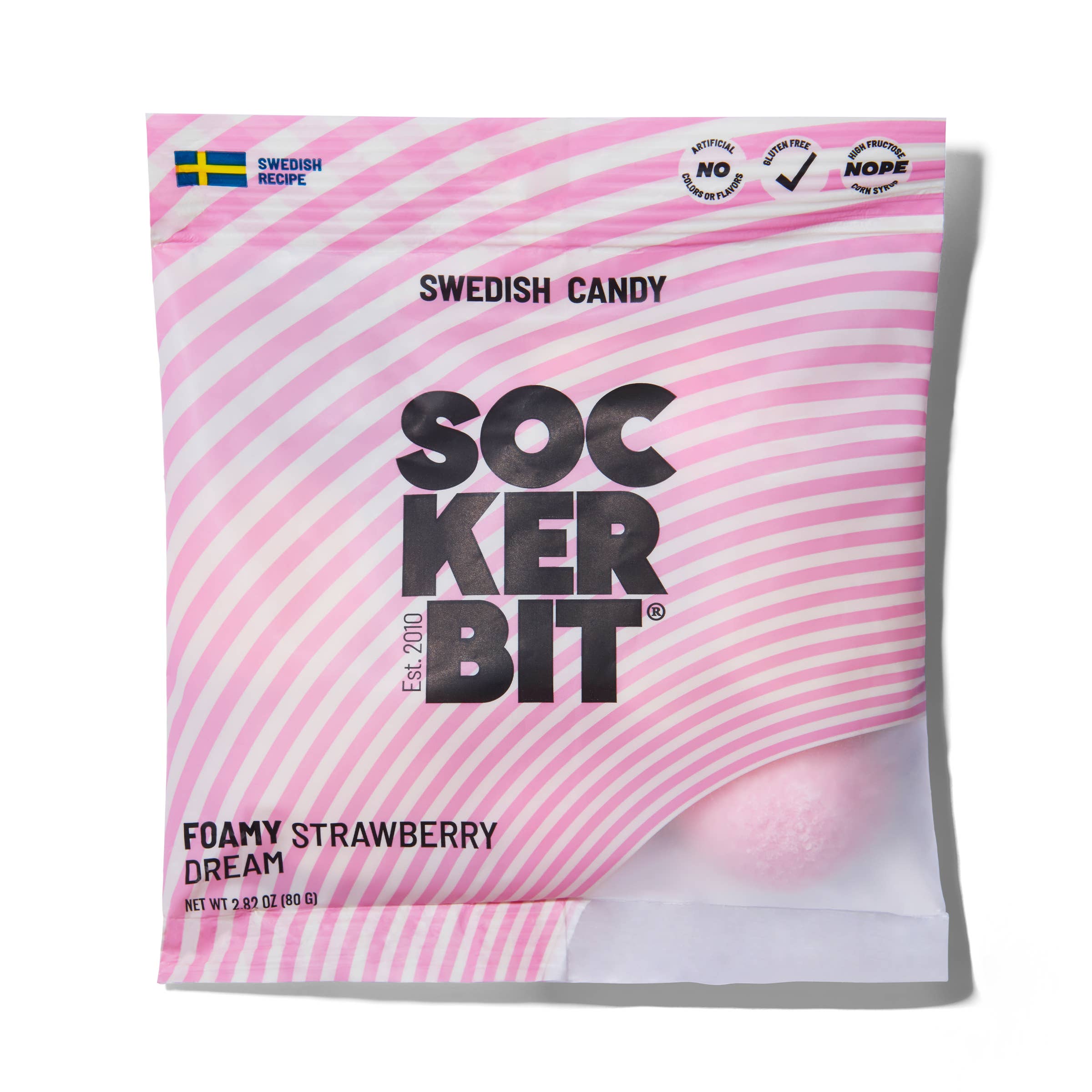Sockerbit Foamy Strawberry Dream Swedish Candy Bag 2.8oz, photo 1 of 2