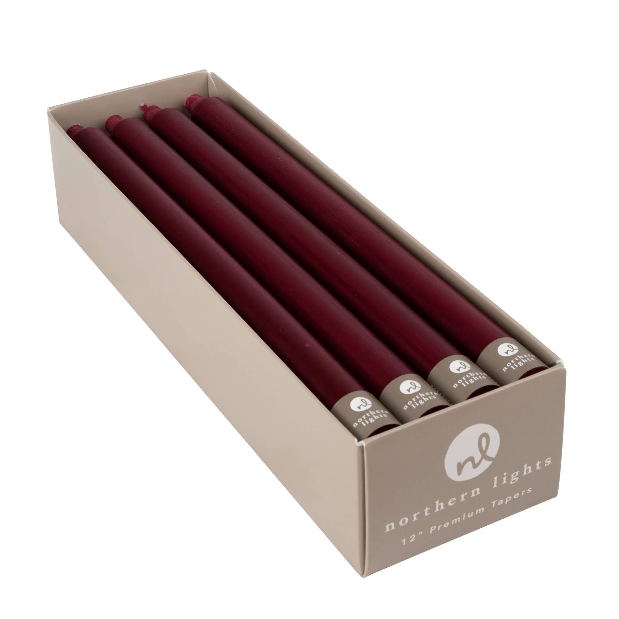 12" Taper Candles - 12pc Box: Bordeaux, photo 1 of 8