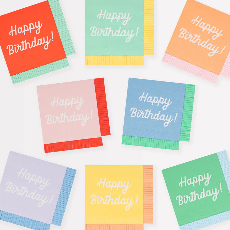 Meri Meri Mixed Happy Birthday Small Napkins - 16 Count
