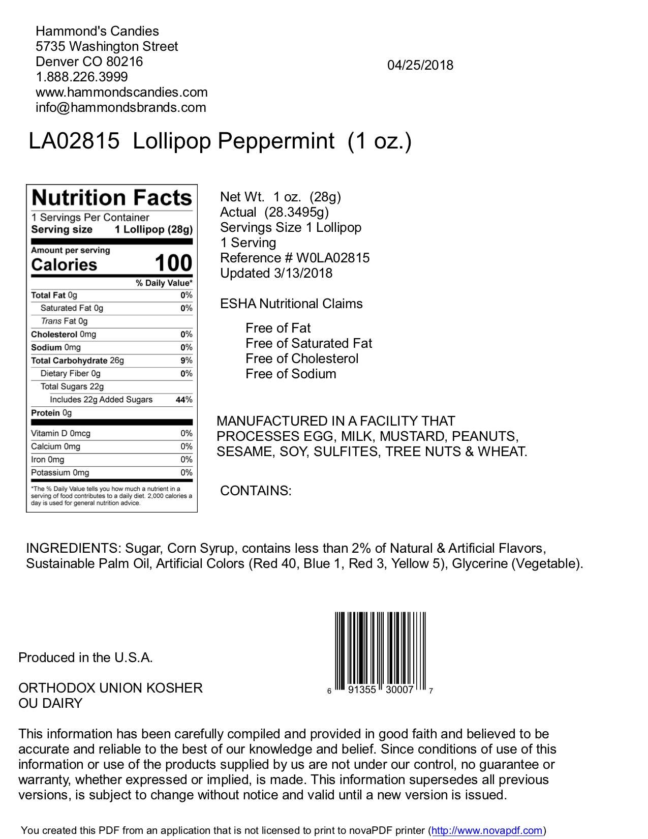 Handmade Lollipop - Peppermint - 1 oz, photo 2 of 5