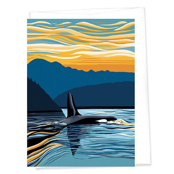 Orca Evening Swim - Puget Sound Greeting Card (2 Sizes): A7, photo 1 of 3