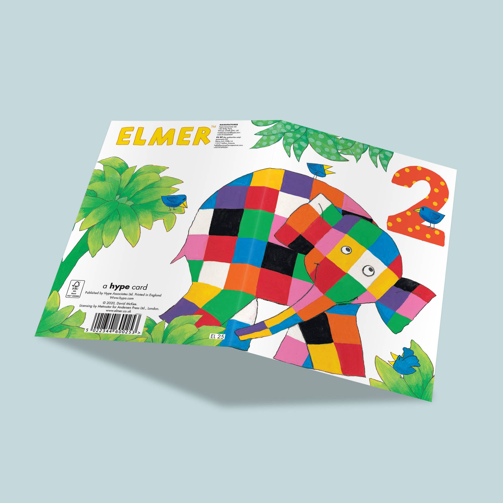 Birthday Card | Elmer the Patchwork Elephant | 2 Year Old, photo 2 of 2