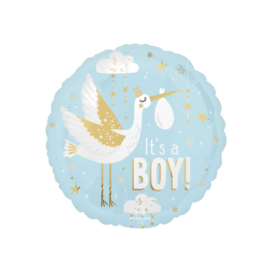 18in Satin Special Delivery Baby Boy Foil Balloon