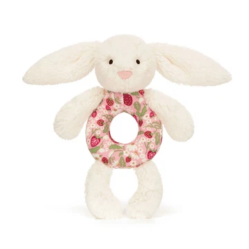 Blossom Cream Bunny 'Berry' Ring Rattle, photo 1 of 2