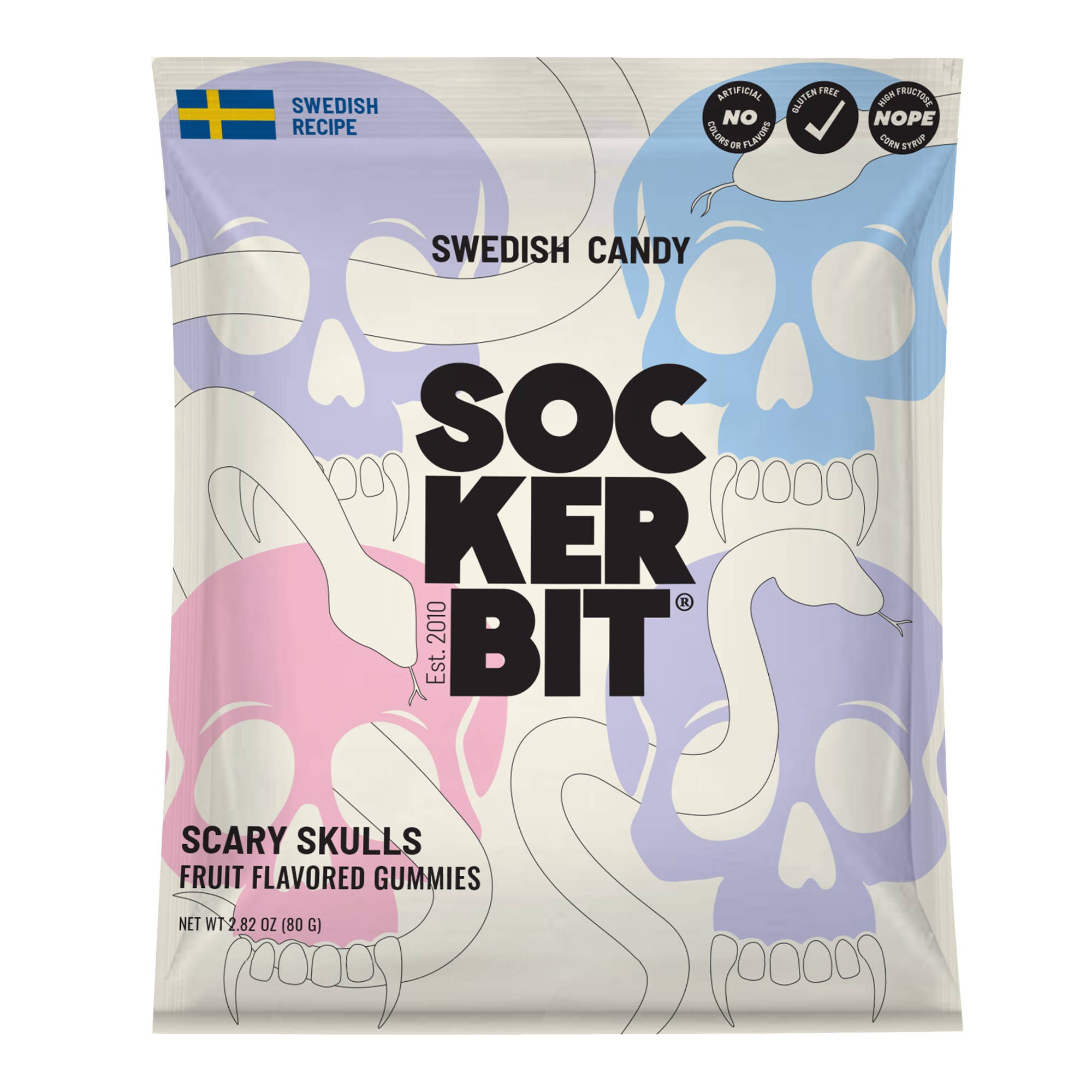 Sockerbit Scary Skulls Swedish Candy Bag 2.8oz - Halloween Collection, photo 1 of 2