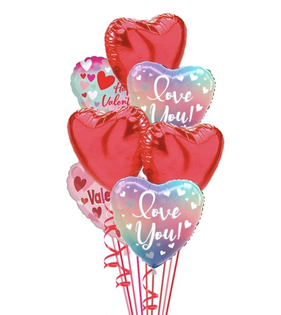 Mixed Hearts - With Love Valentine's Balloon Bouquet (12 Balloons)
