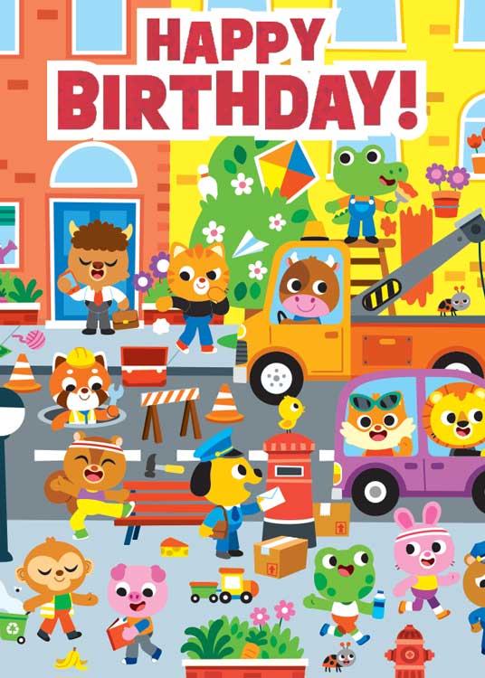 Birthday Note Cards - Busy Town Birthday - Foil, photo 1 of 2