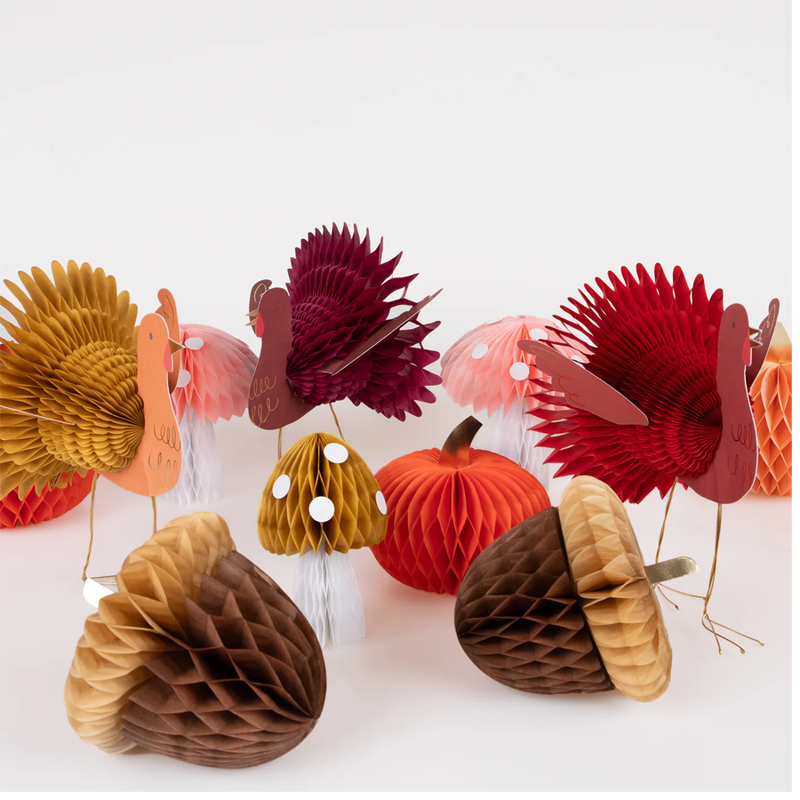 Meri Meri 11 Reusable Honeycomb Thanksgiving Decorations