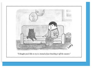 KNOCKING IT OFF THE COUNTER - 5 x 7 NEW YORKER CARD