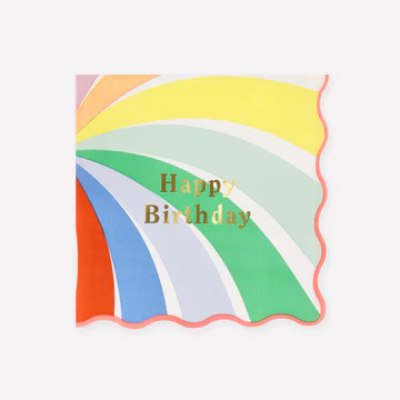 Meri Meri Rainbow Swirl Happy Birthday LG Napkin