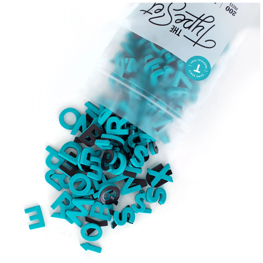 The Type Set Soft Magnetic Letters 1" 200-Piece Sans Serif - Tropical Teal