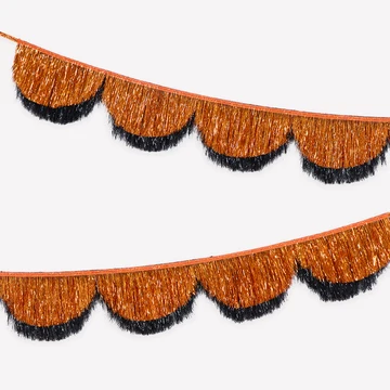 Orange & Black Tinsel Scalloped Garland, photo 1 of 5