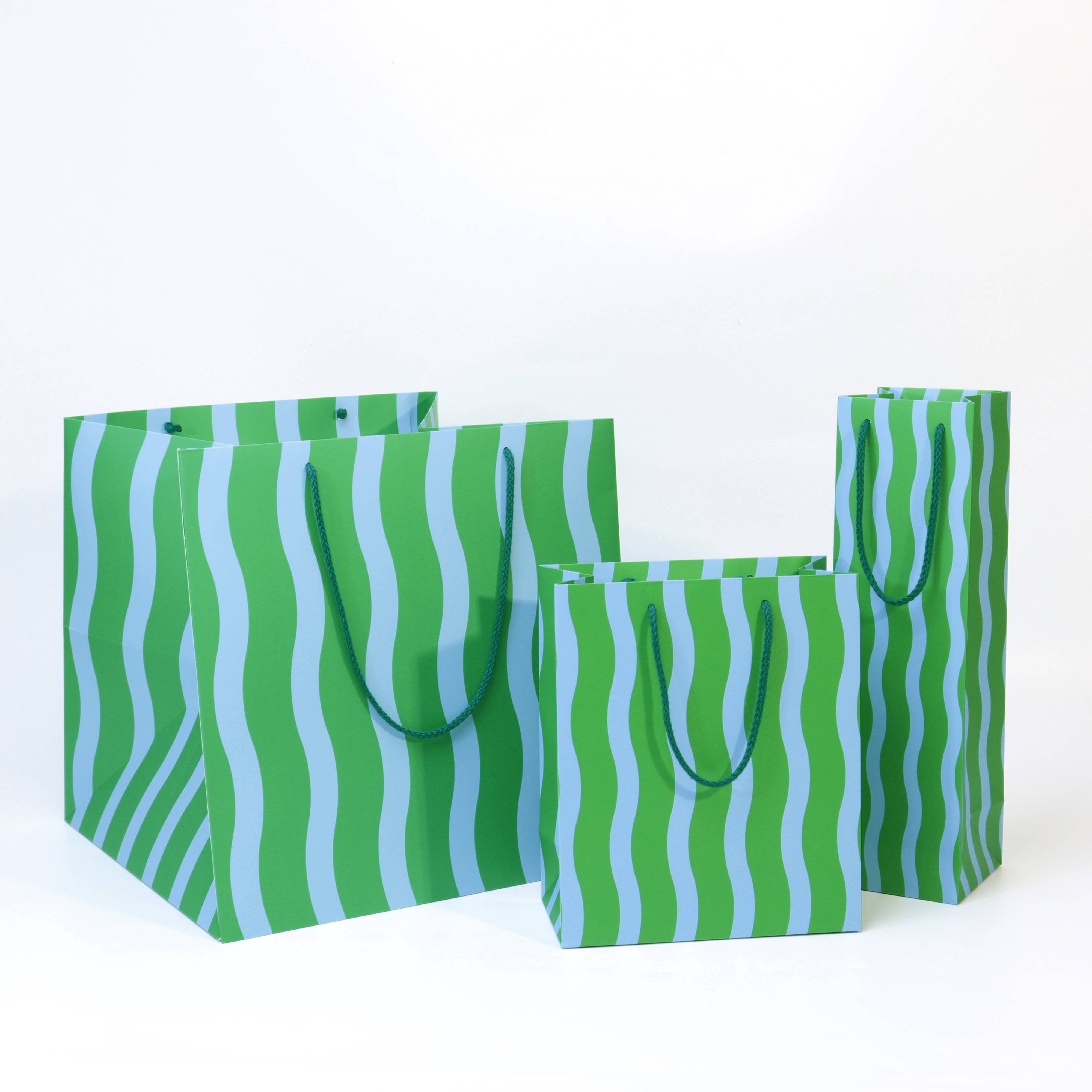 Green/Aqua Fussy Stripe Gift Bag, photo 2 of 3
