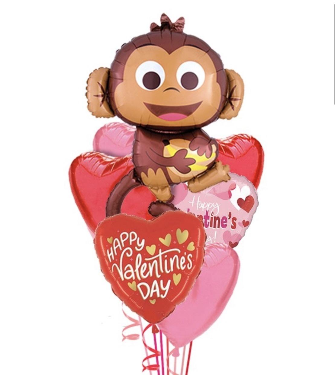 Love Monkey - Love Free Valentine's Balloon Bouquet (9 Balloons)