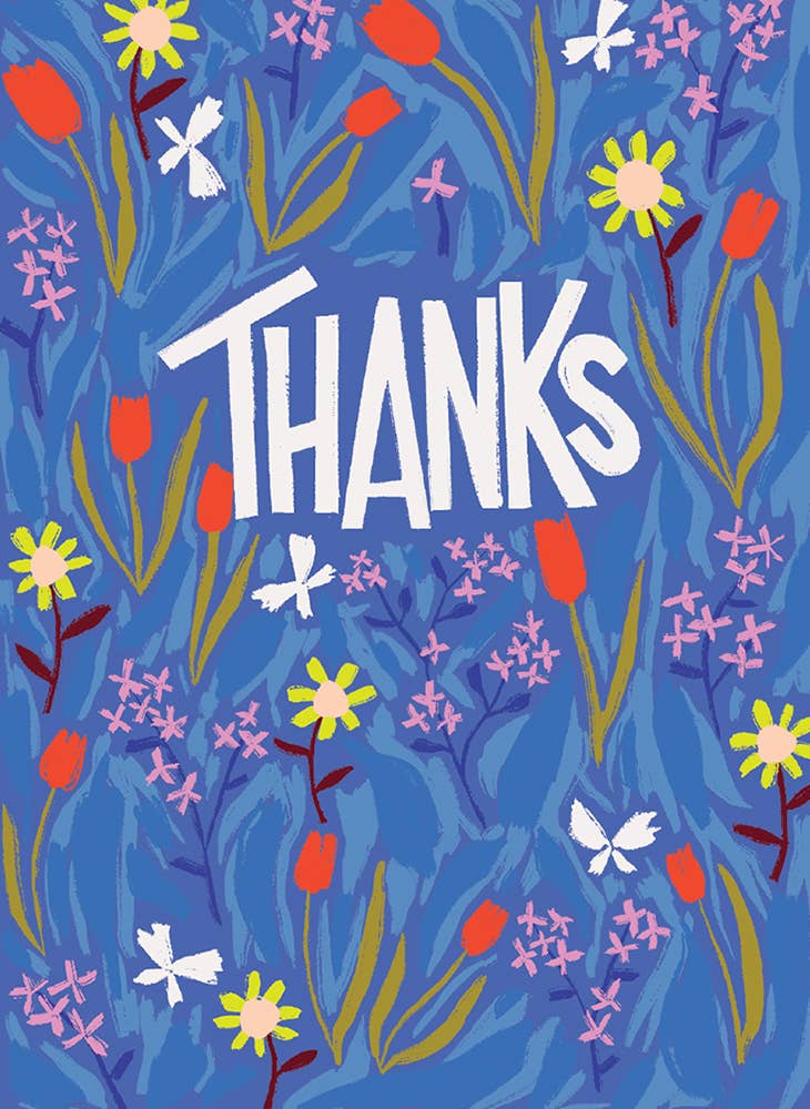 PAINTY TULIP THANK YOU GREETING CARD 4.5 x 6.25