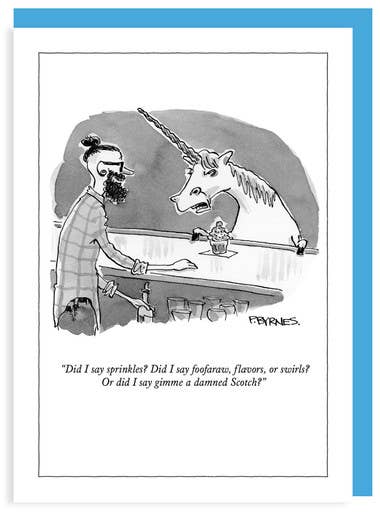 UNICORN BAR - 5 x 7 NYer CARTOON CARD