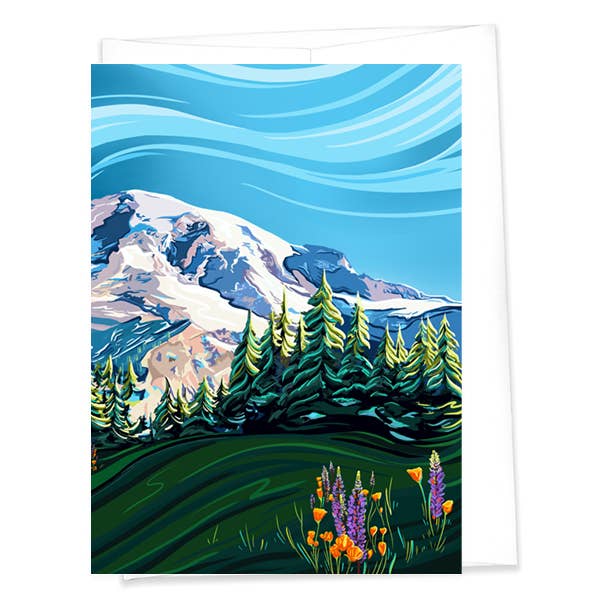 Mount Rainier and Wildflowers Greeting Card - A2 & A7: A7, photo 1 of 6