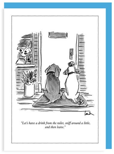DRINK, SNIFF AND LEAVE - 5 x 7 NYer CARTOON CARD