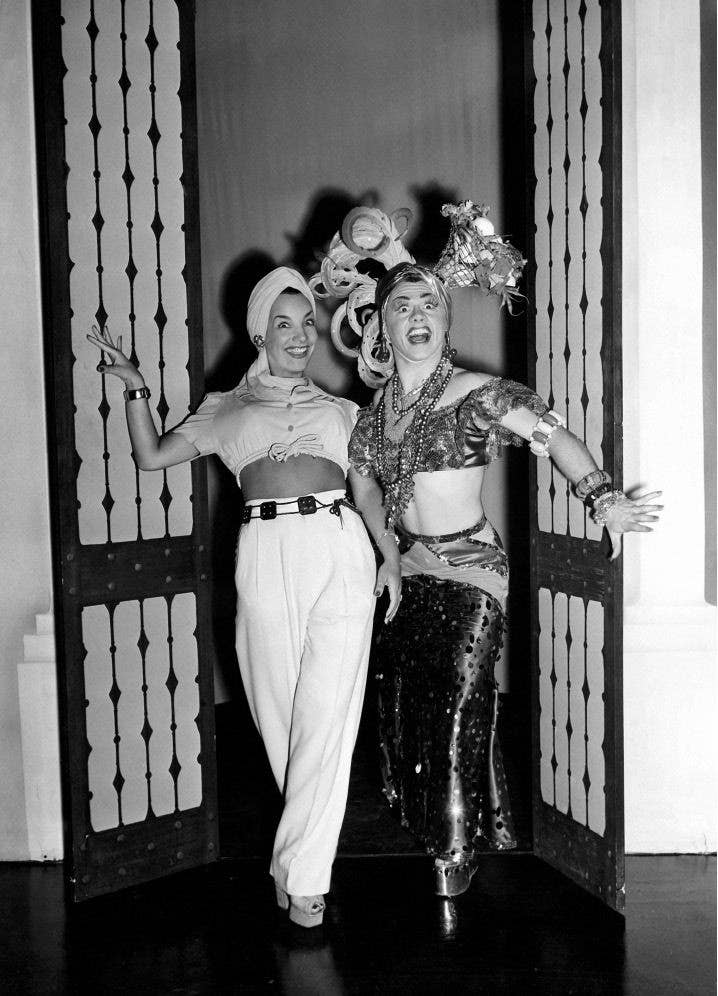 Mickey Rooney With Carmen Miranda (Greeted Card)