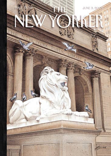 LIBRARY LIONS - 5x7" NEW YORKER COVER CARD