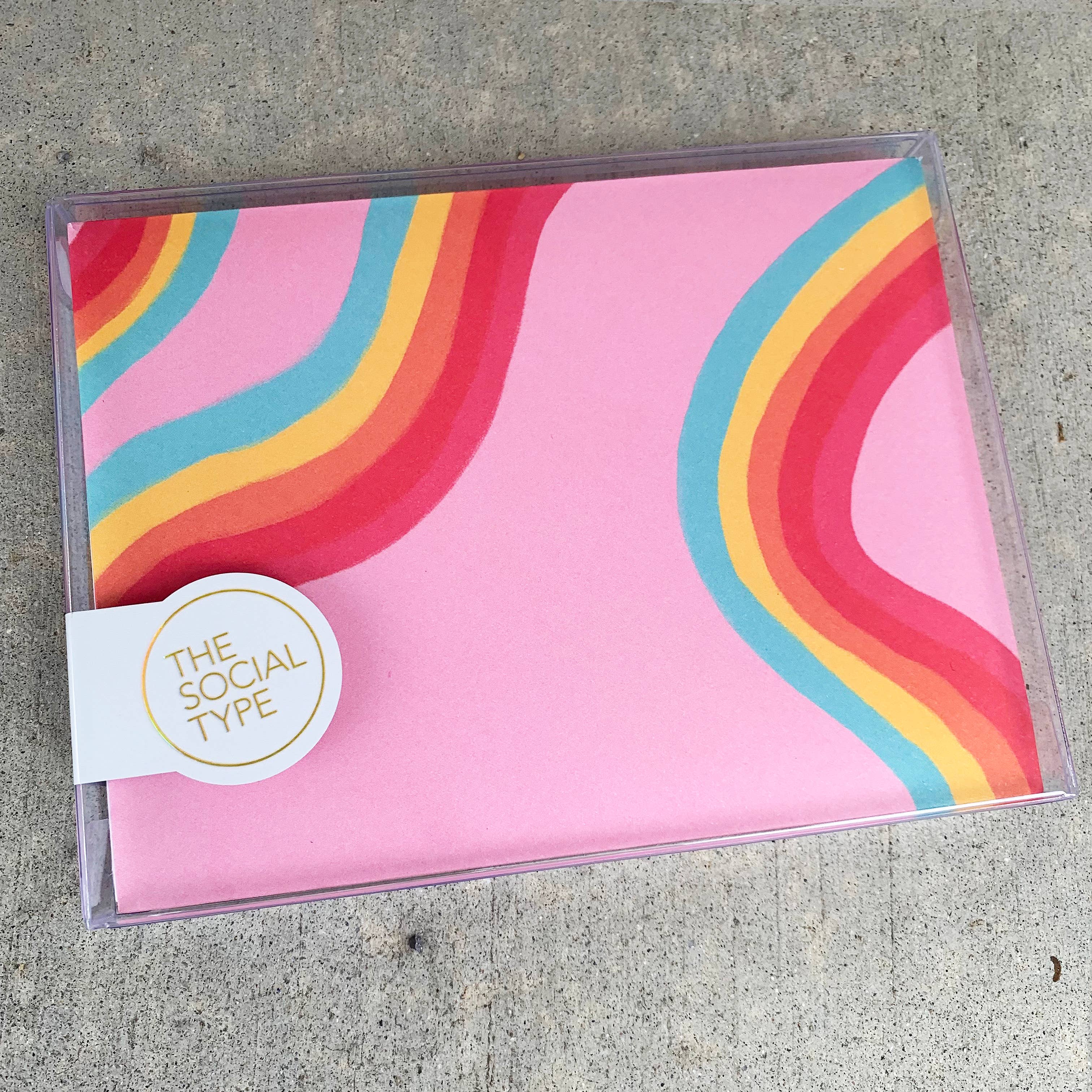 Rainbow Ribbon Patterned Envelope Note Set, photo 2 of 2