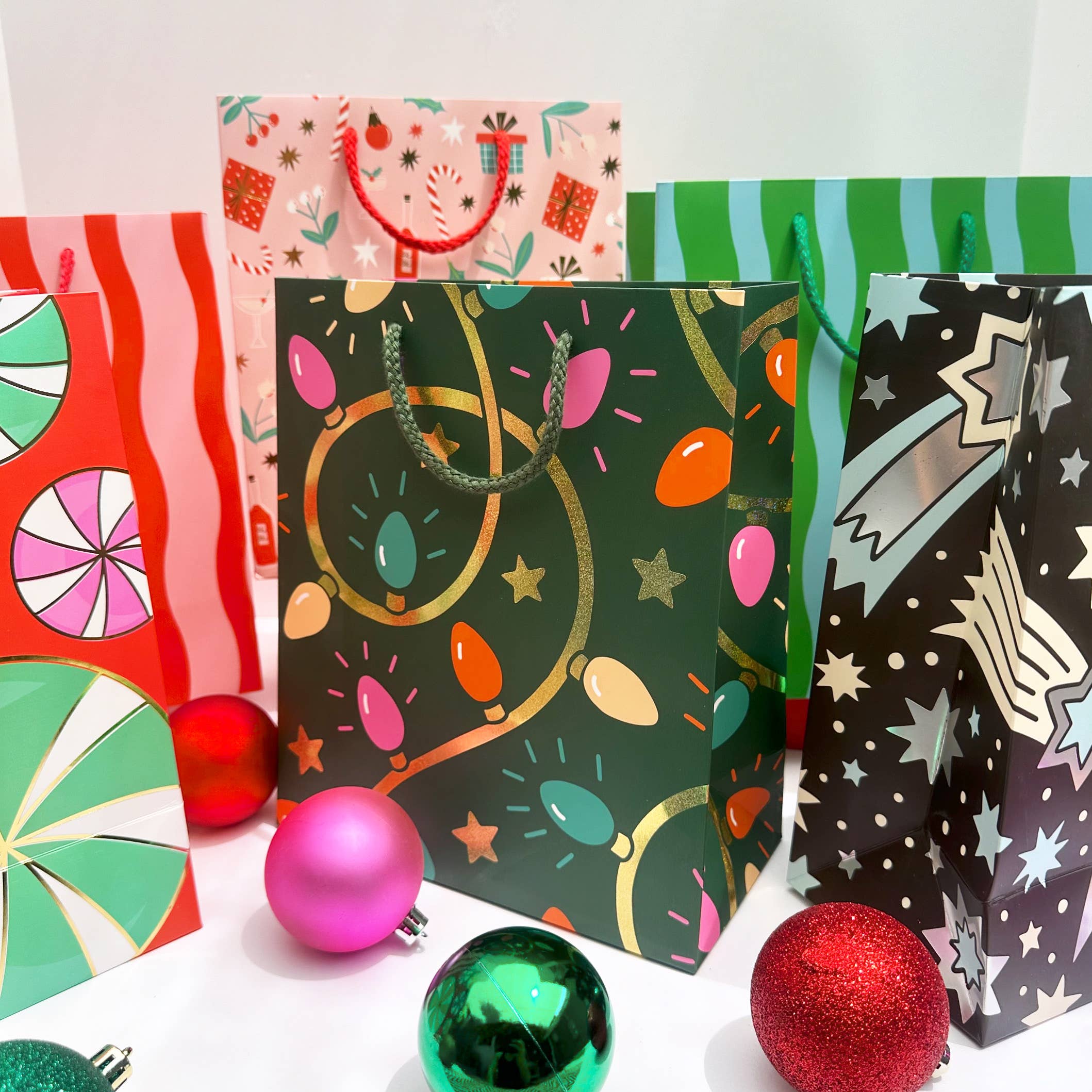 Green/Aqua Fussy Stripe Gift Bag, photo 3 of 3