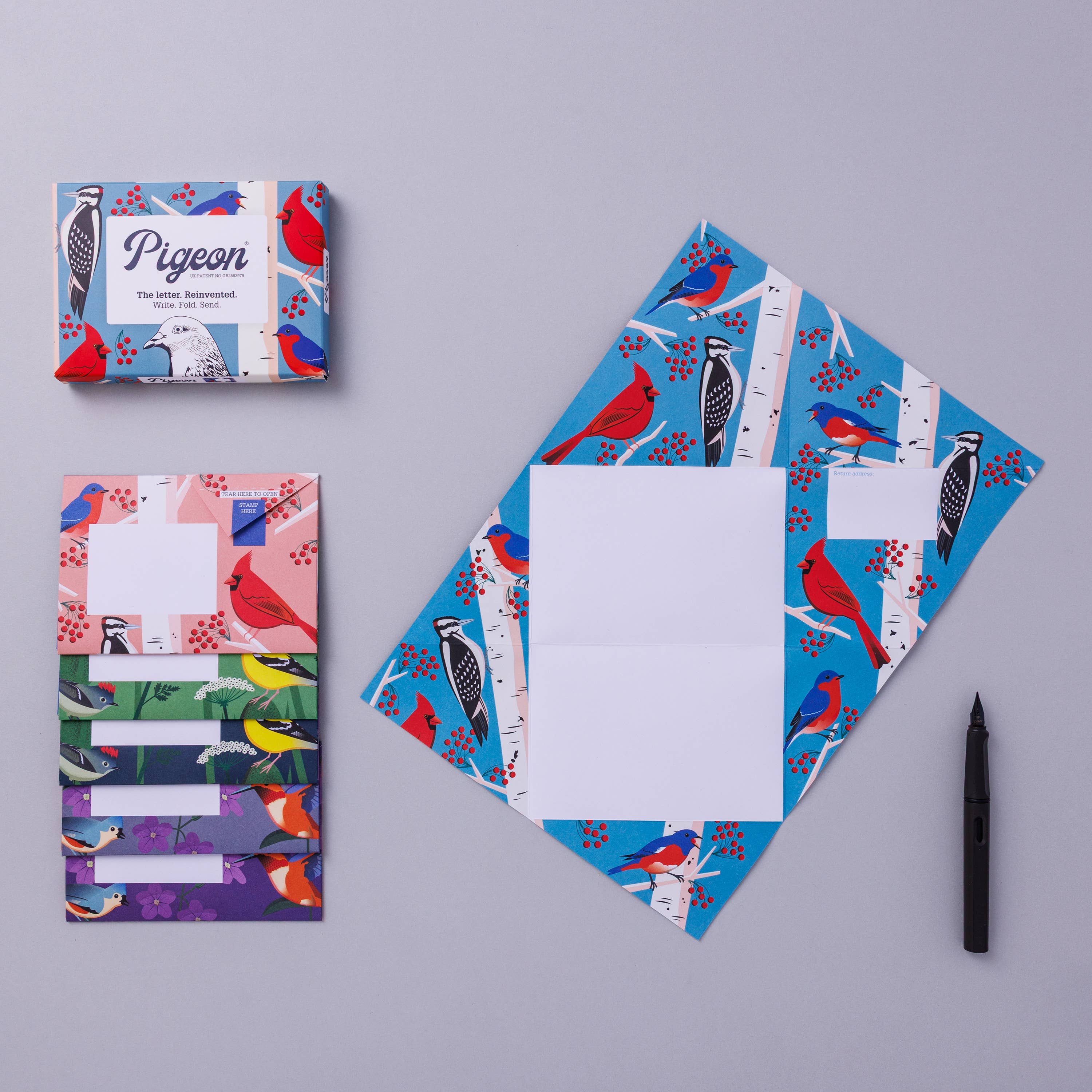 Carnival of Colour Pigeon, Folding Letter Pack, Pack of 6, photo 2 of 4