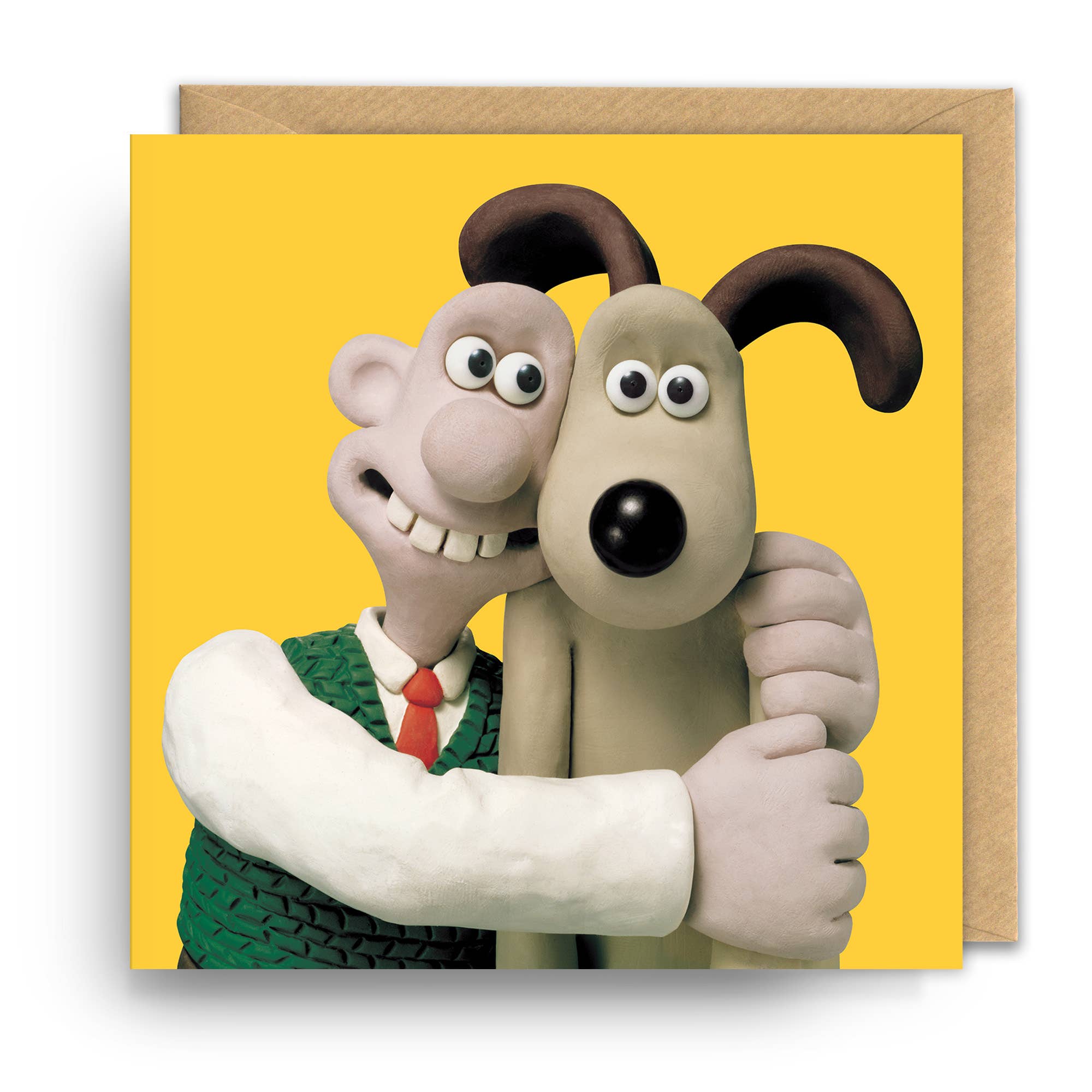 Square Greeting Card | Wallace and Gromit | Hugging, photo 1 of 2