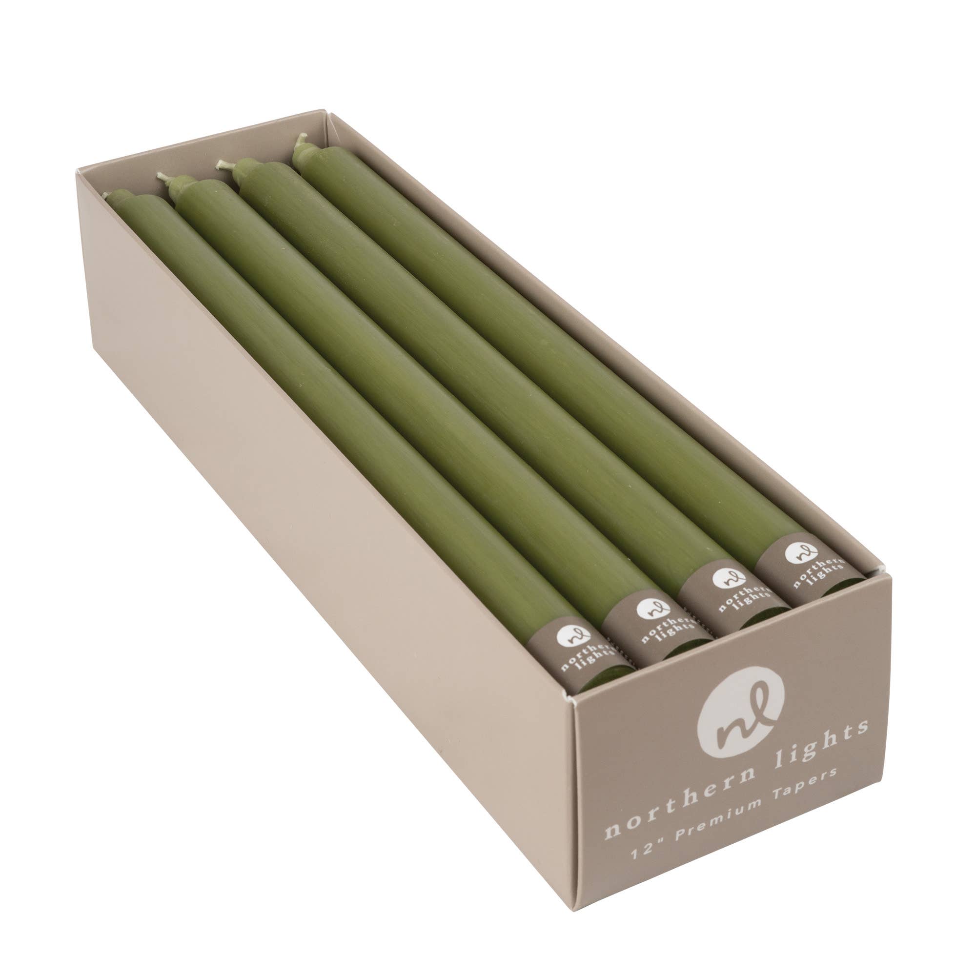 12" Taper Candles - 12pc Box: Moss Green, photo 1 of 8
