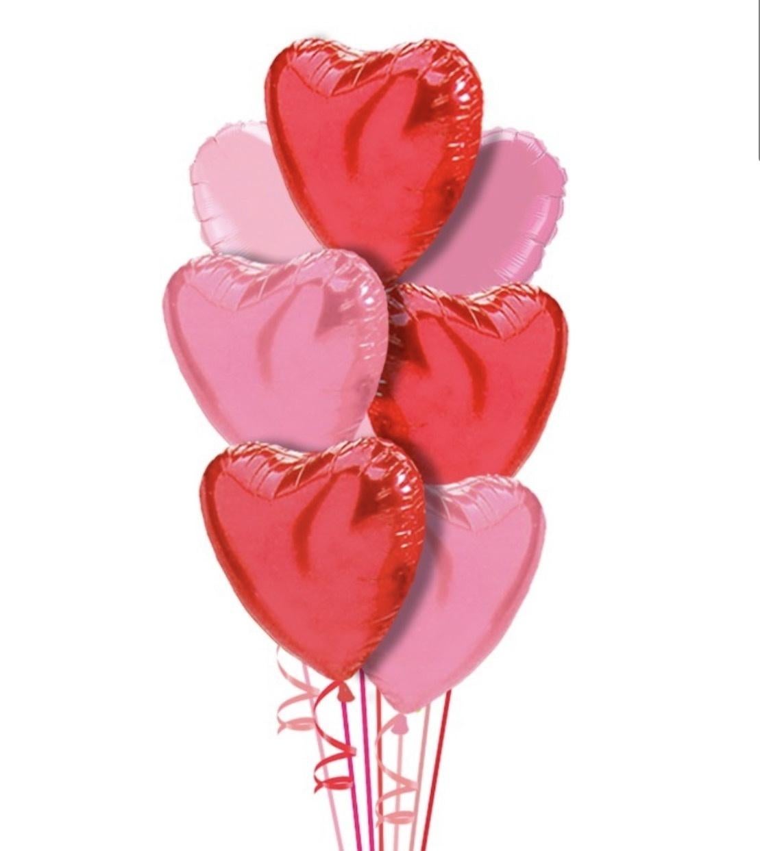 Red & Pink Hearts - Love Free Valentine's Balloon Bouquet (12 Balloons)