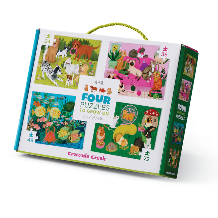 Crocodile Creek Four Puzzles to Grow On - Playful Pets