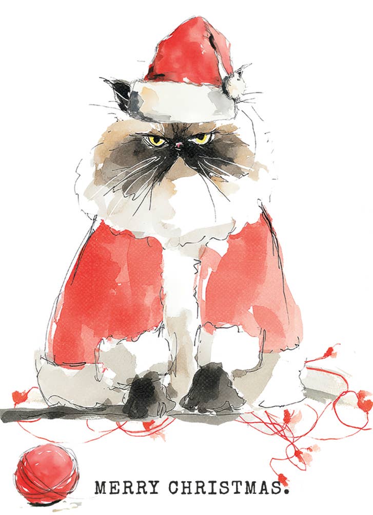 SANTA CAT HOLIDAY GREETING CARD 4.5 x 6.25"