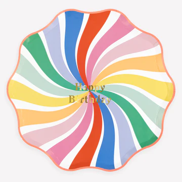 Meri Meri Rainbow Swirl Happy Birthday Dinner Plates