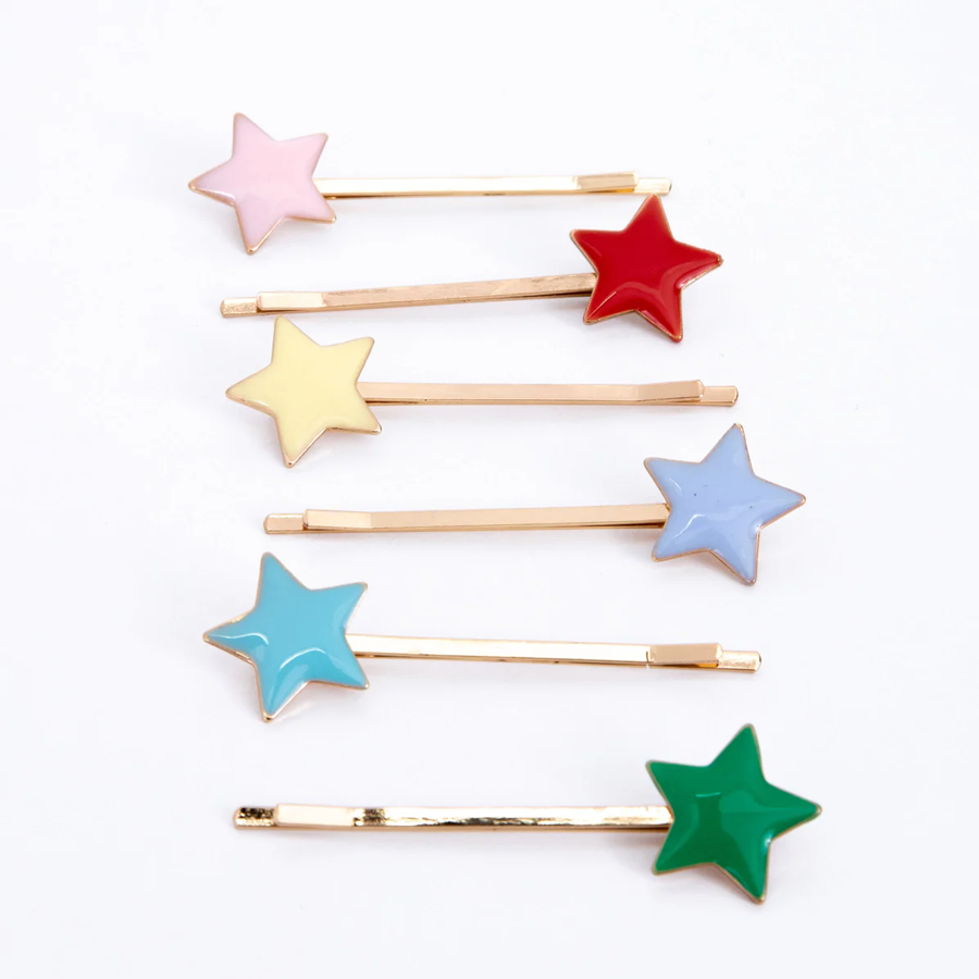 Meri Meri Enamel Star Hair Slides - Set of 6