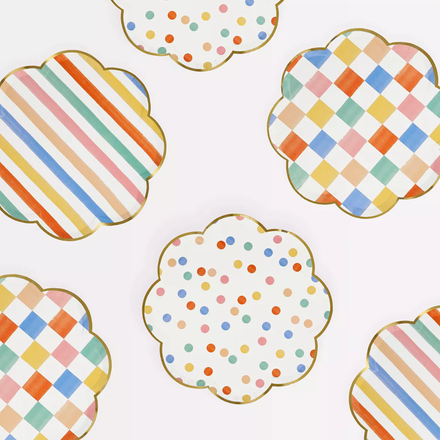 Meri Meri Colorful Pattern Side Plates - Set of 8