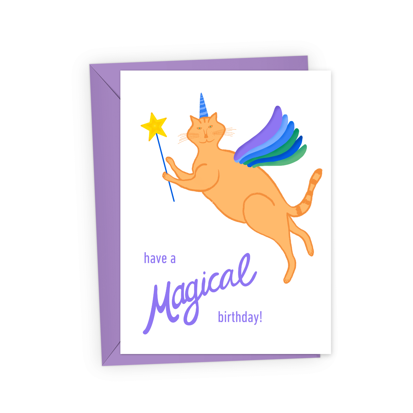 Magical Birthday Unicorn Cat Card | A2