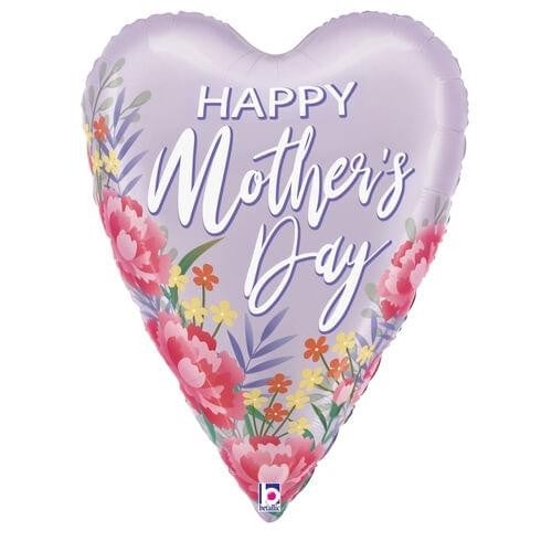 26" SATIN FLORAL MOTHER'S DAY HEART BALLOON