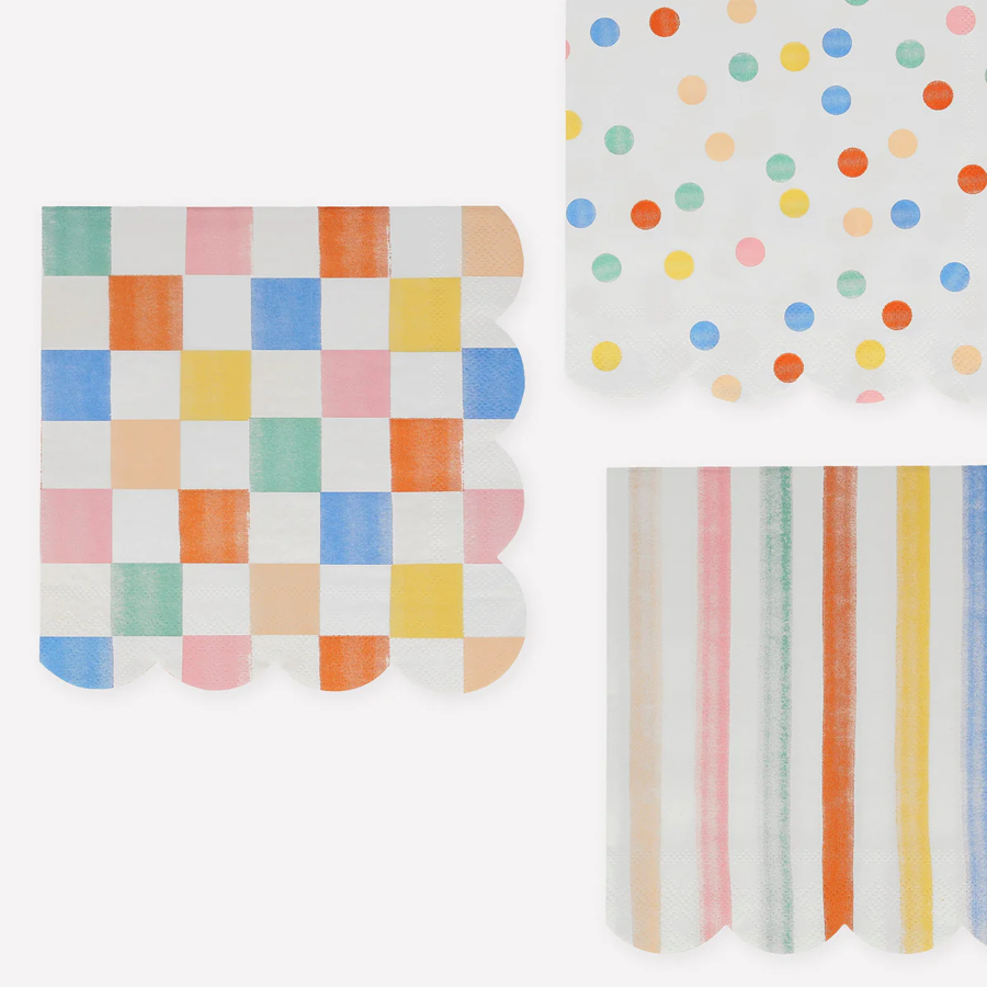 Meri Meri Colorful Pattern Large Napkins - 16 Count