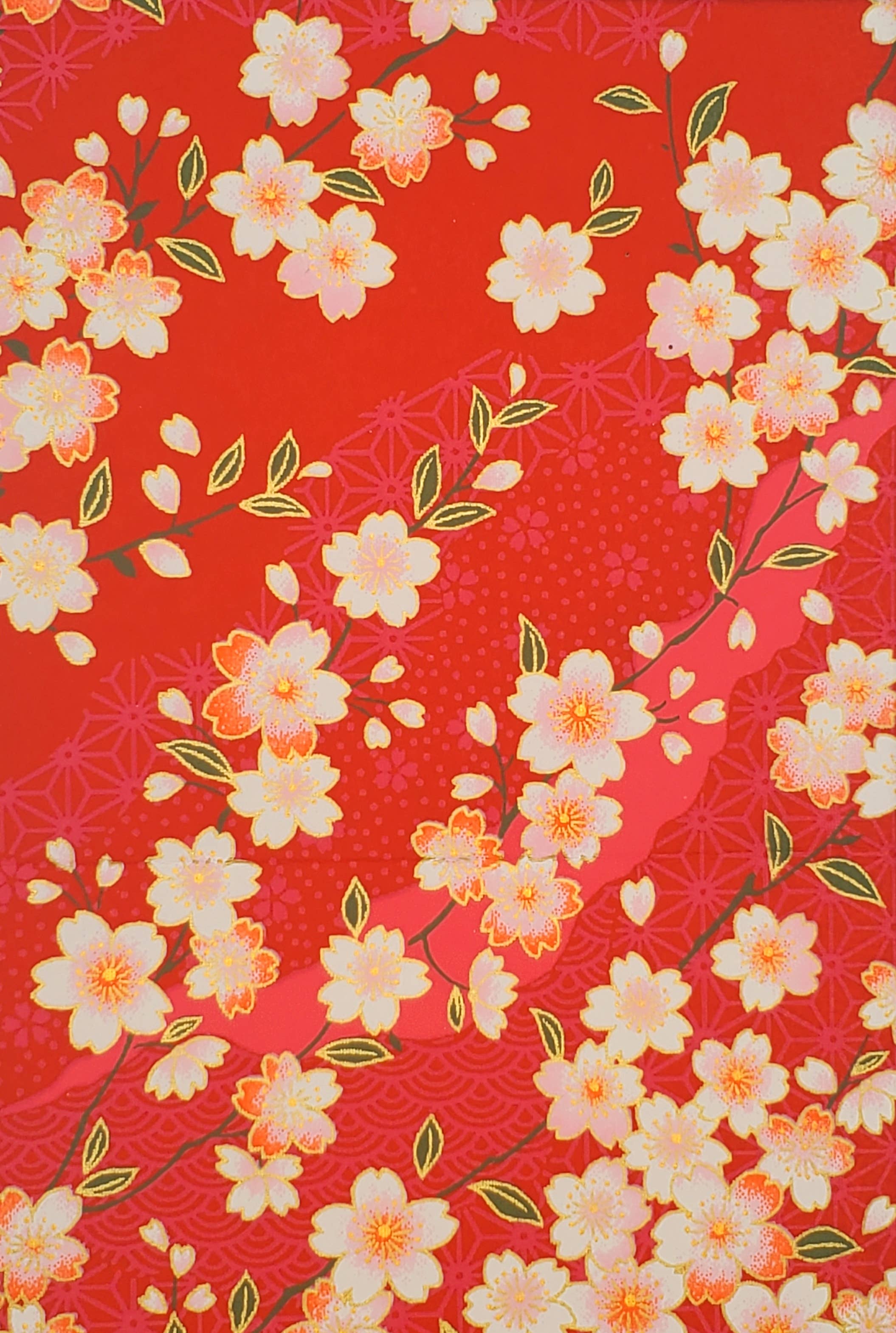Yuzenshi: Blossom & Leaves On Red