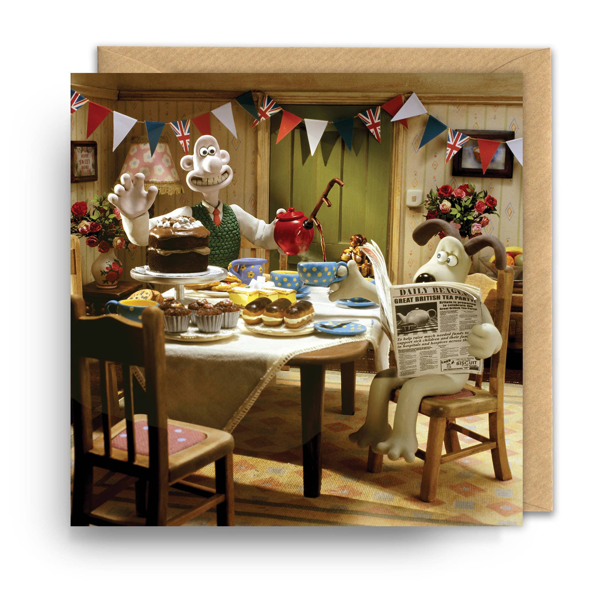 Square Birthday Card | Wallace and Gromit | Birthday Party, photo 1 of 2