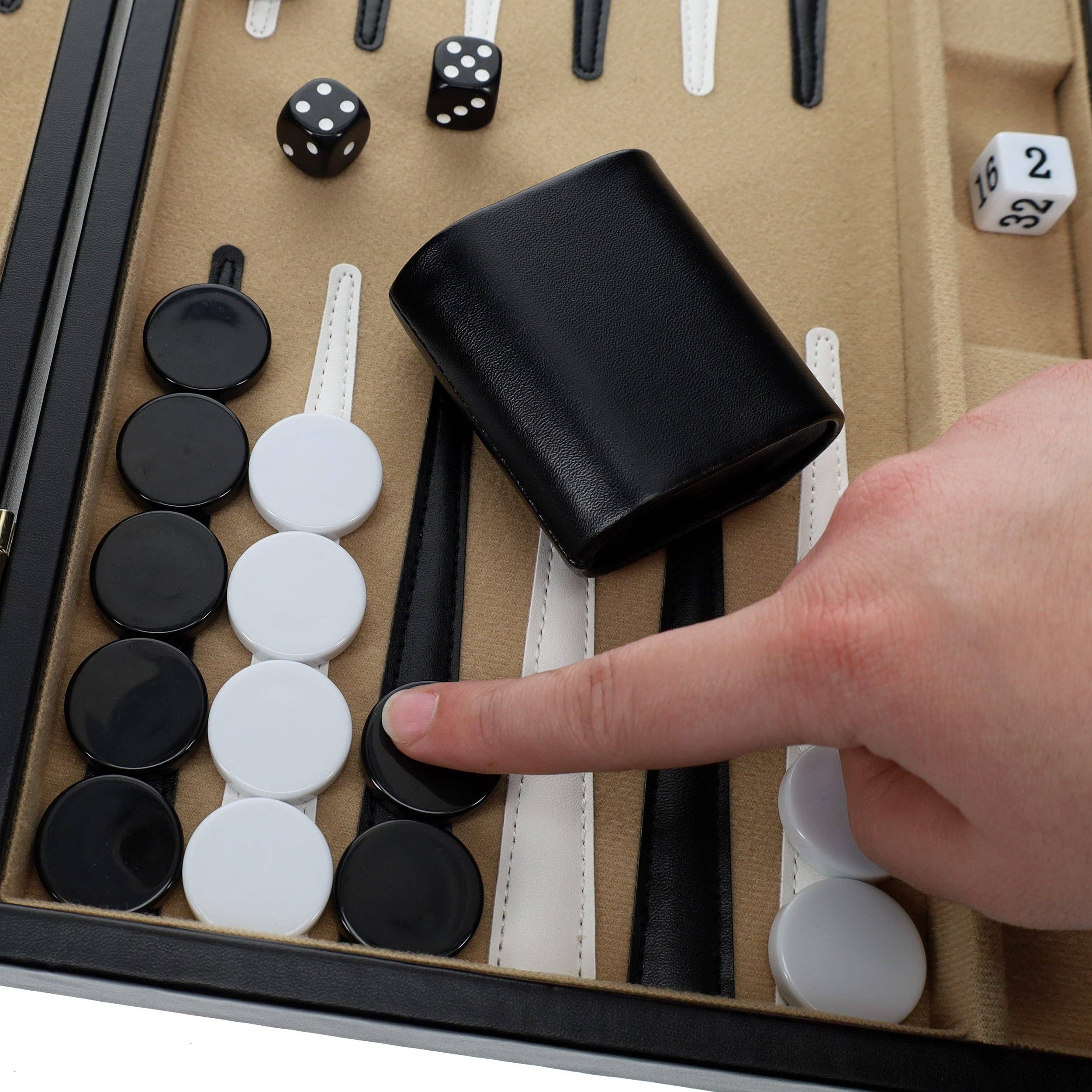 WE Games Black Leatherette Backgammon Set, 14.75 inches, photo 7 of 8