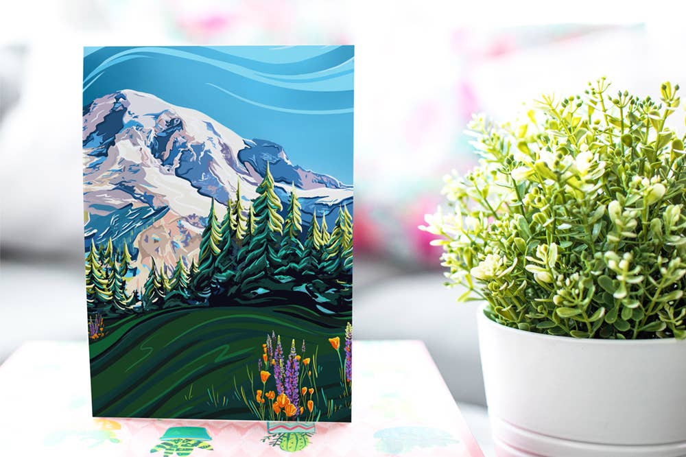 Mount Rainier and Wildflowers Greeting Card - A2 & A7: A7, photo 2 of 6