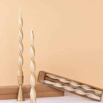 Gold Stripe Twist Candles