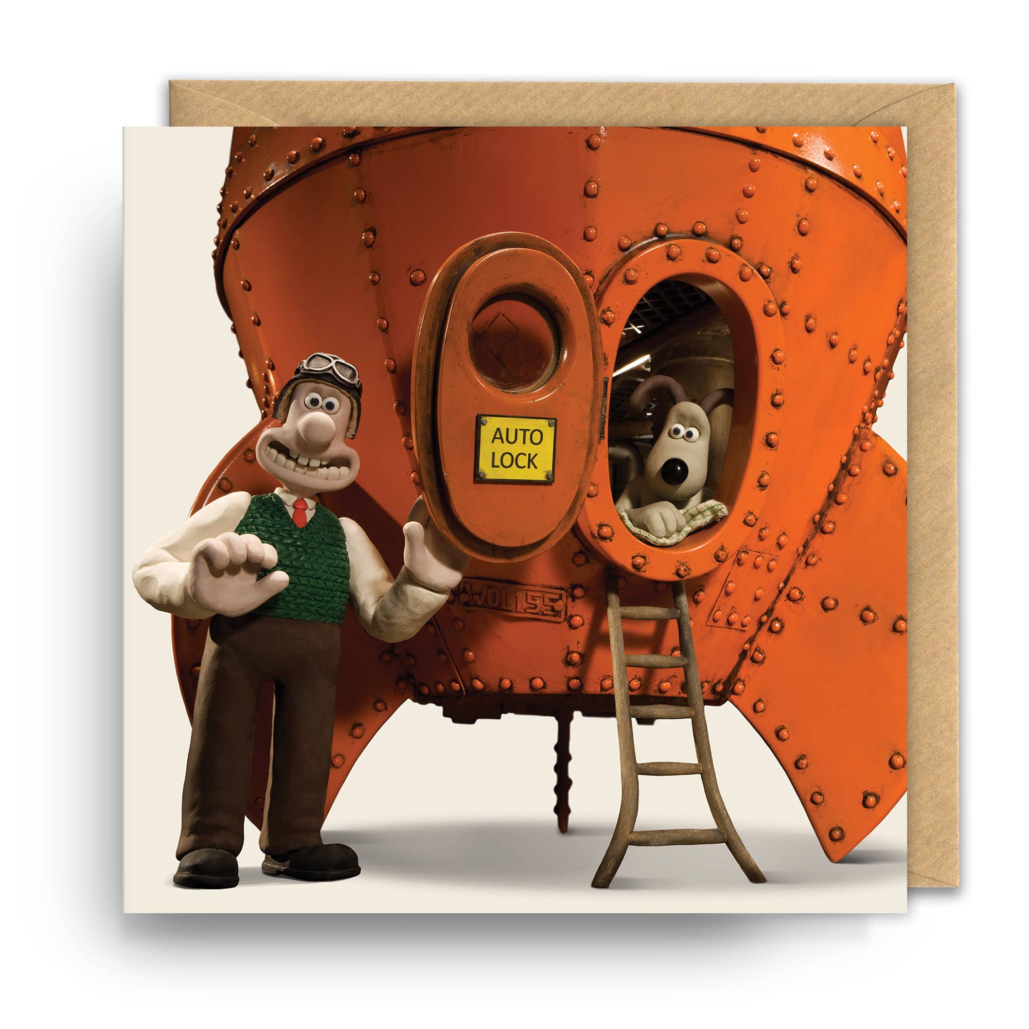Square Greeting Card | Wallace and Gromit | Rocket, photo 1 of 2