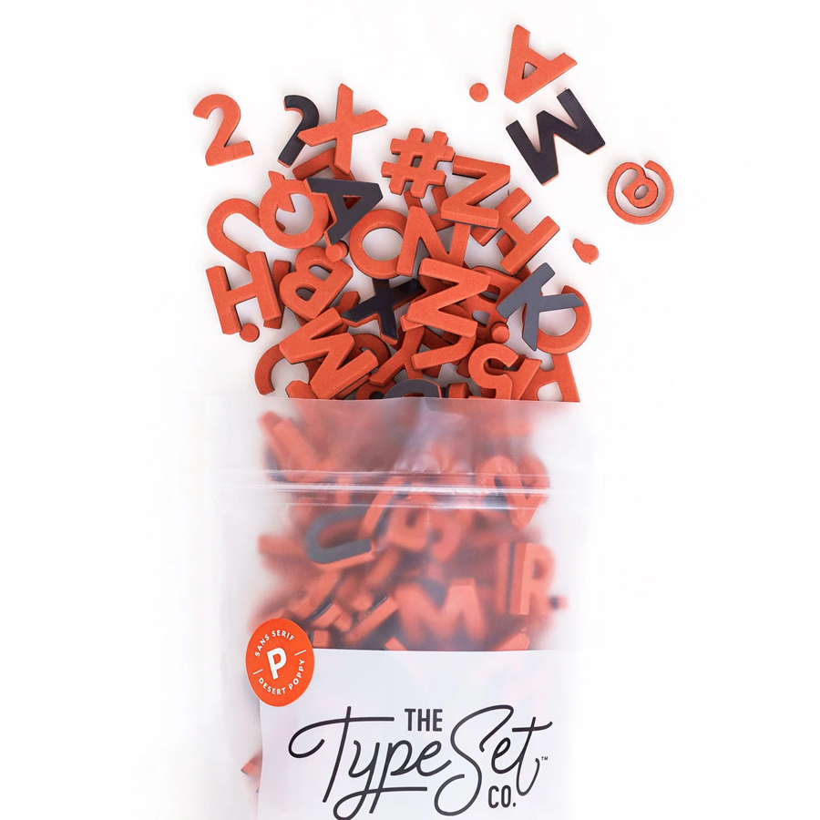 The Type Set Soft Magnetic Letters 1" 200-Piece Sans Serif - Desert Poppy