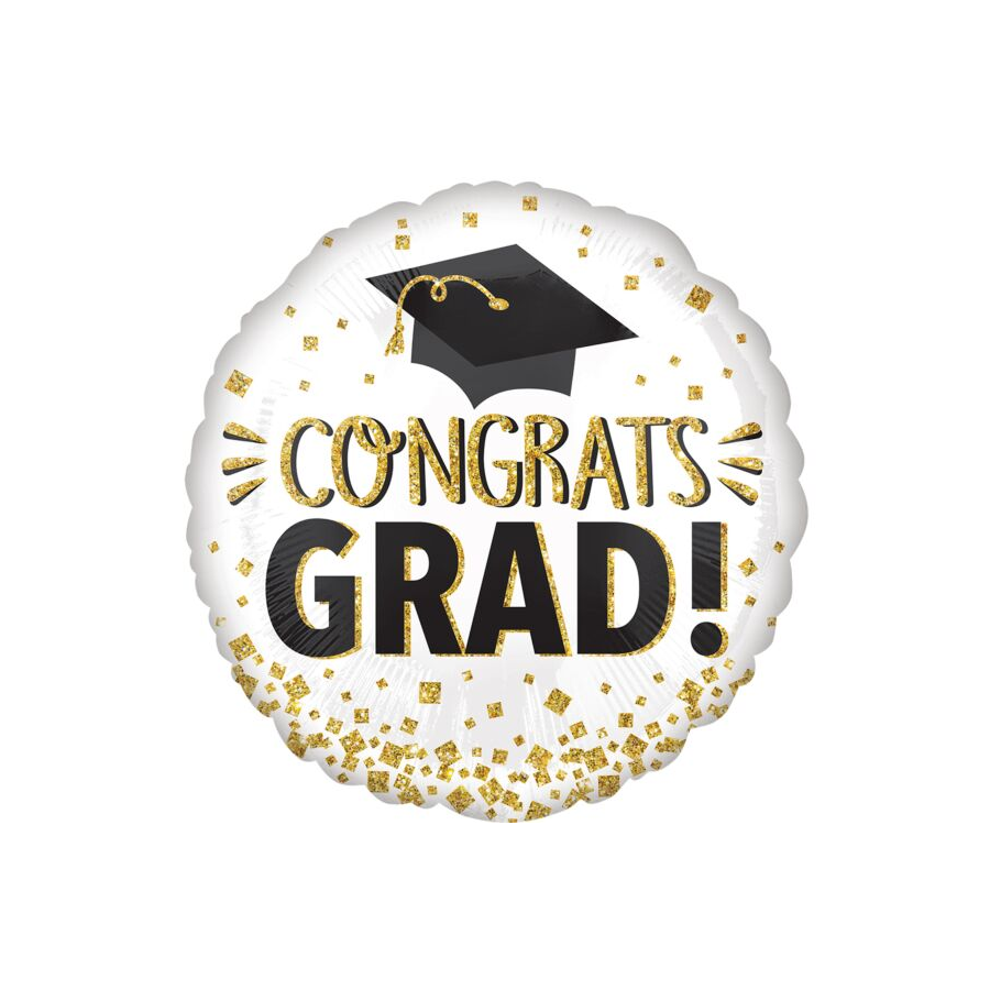 18in Congrats Grad Gold Glitter Balloon