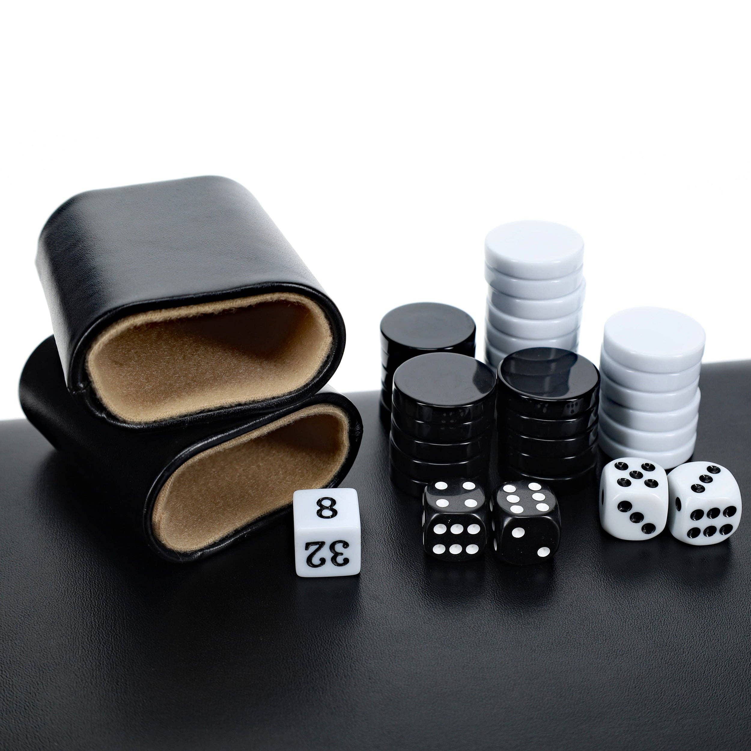 WE Games Black Leatherette Backgammon Set, 14.75 inches, photo 2 of 8